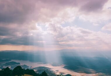 mountains with crepuscular ray