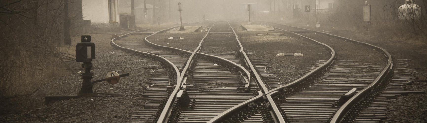 railroad tracks in city