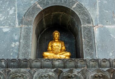 golden buddha statue in lao cai vietnam