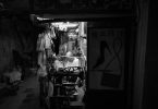 vintage hong kong cobbler shop at night