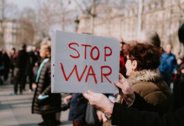 sign stop war on protest against war