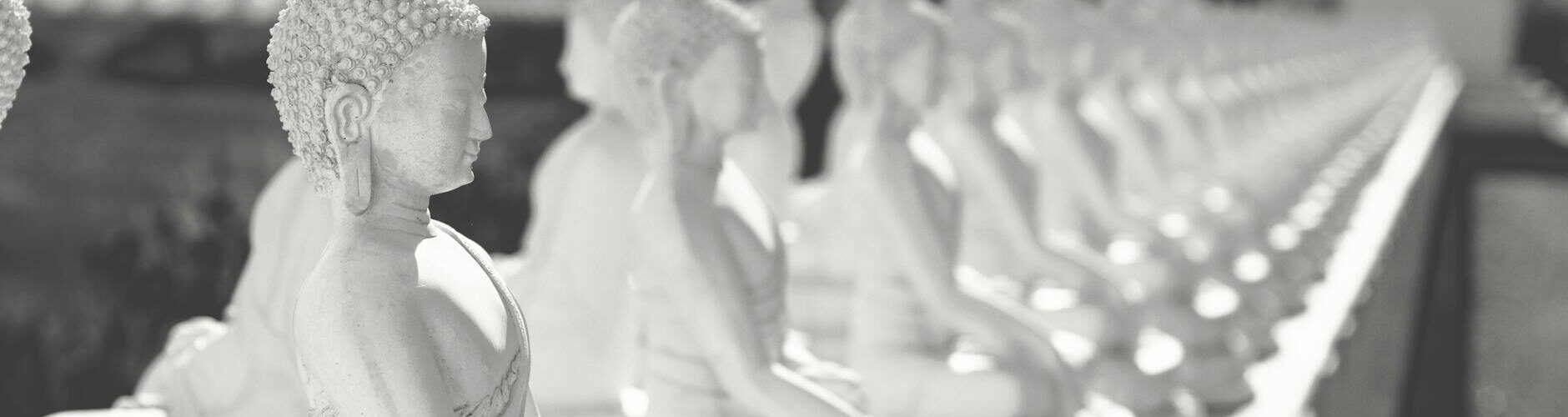 buddha figures in black and white