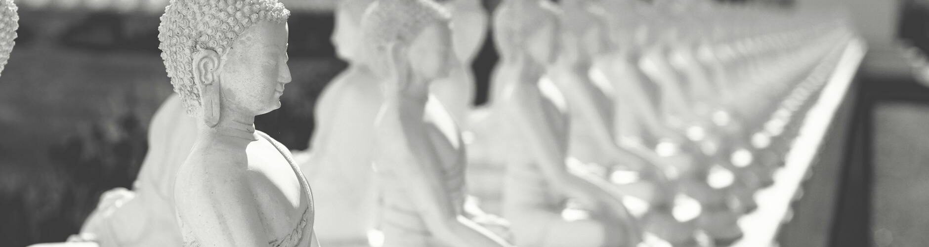 buddha figures in black and white