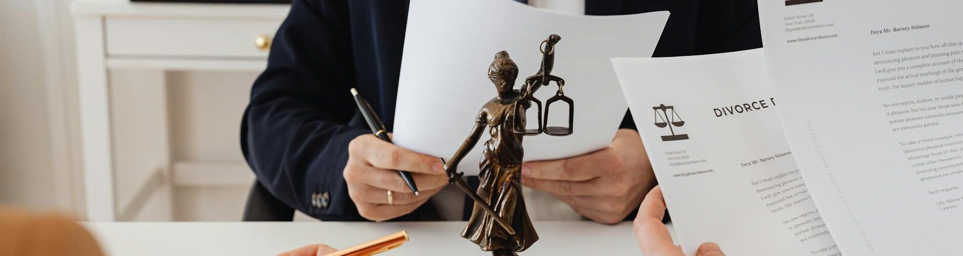 lawyers looking at divorce paper