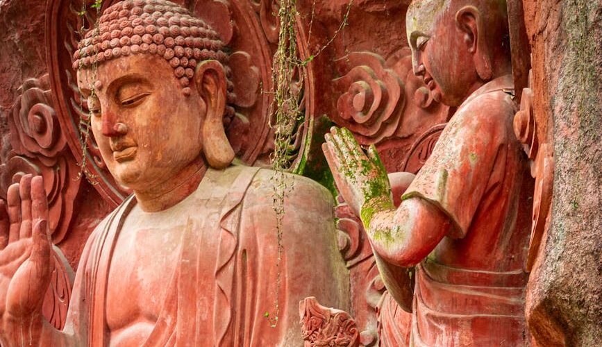 sacred buddha carvings at leshan china